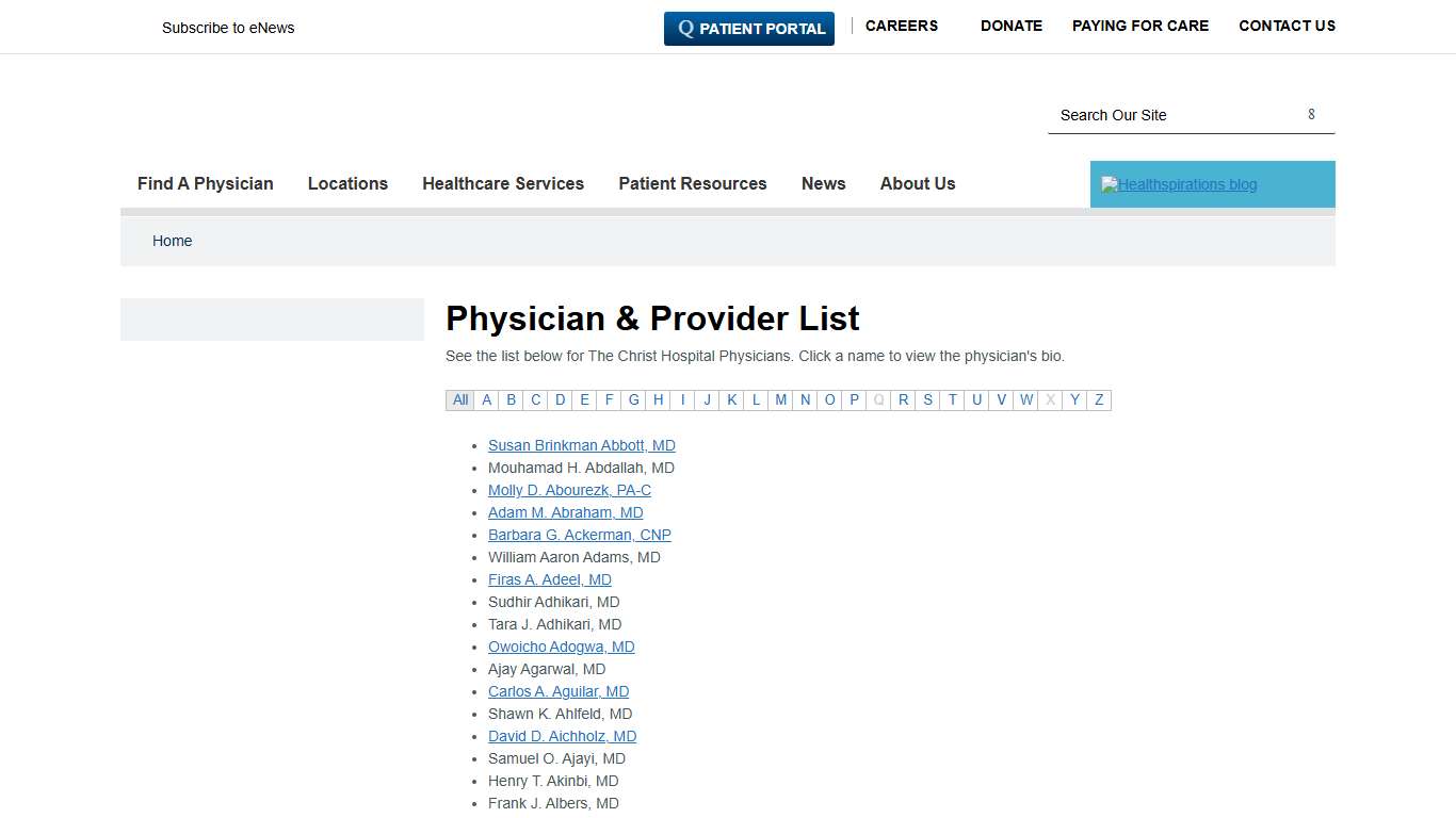 Physician & Provider List