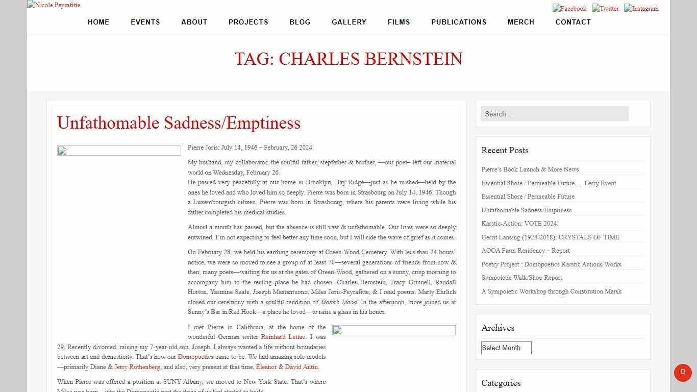 Charles Bernstein – Nicole Peyrafitte